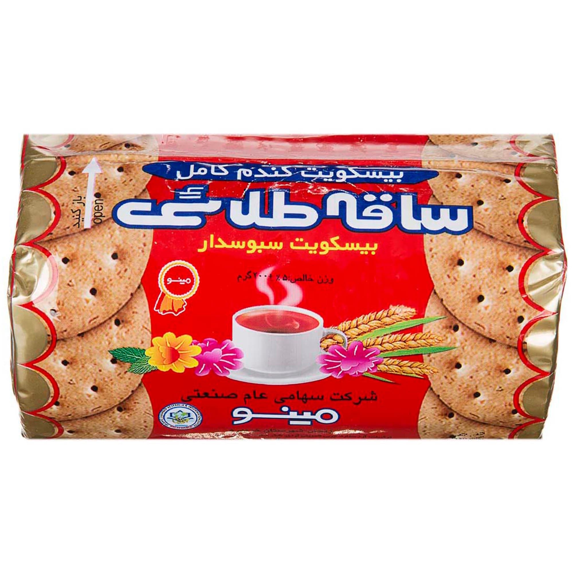 بیسکوییت سبوس دار ساقه طلایی مینو ۲۰۰ گرمی